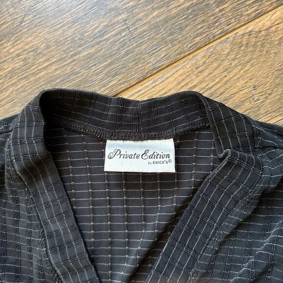 Vintage Chico’s Private Edition Black Textured Lounge Set Size 1 USA Button Top - Picture 5 of 10